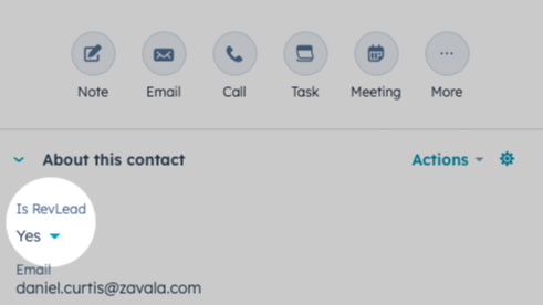 Is Revlead property is added to contacts